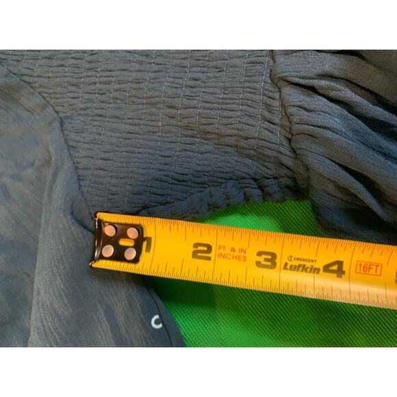 Torrid Dress Size 1X 14-16 Dark Blue Chambray Long Sleeve Smoked Peasant - Picture 7 of 10